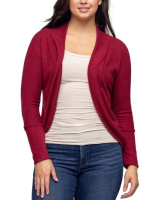 Women's Curved Hem Open Front Long Bolero Shrug