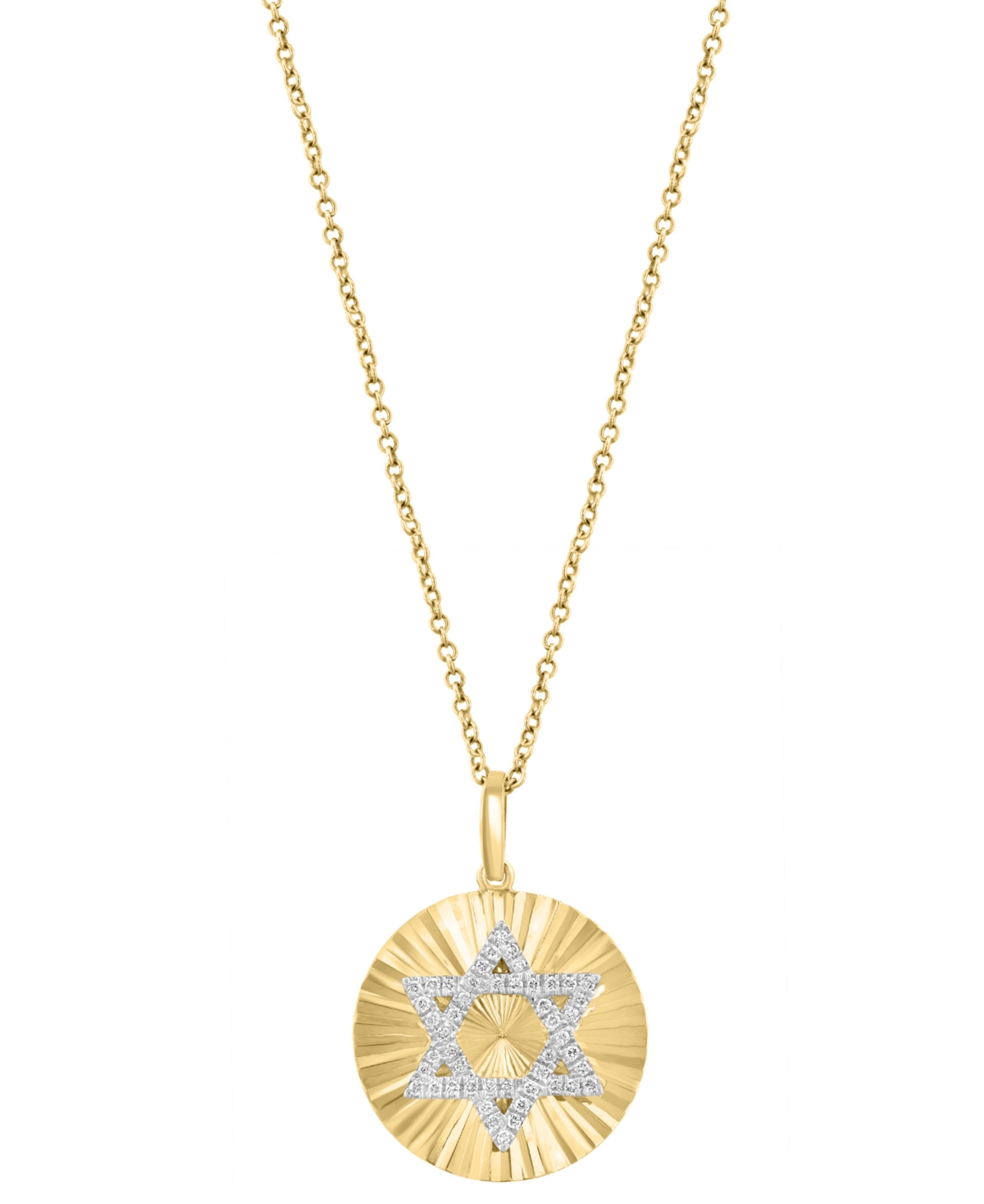 Effy Collection Effy Diamond Star Of David Sunray 18" Pendant Necklace (1/8 Ct. T.w.) In 14k Gold In Yellow Gol