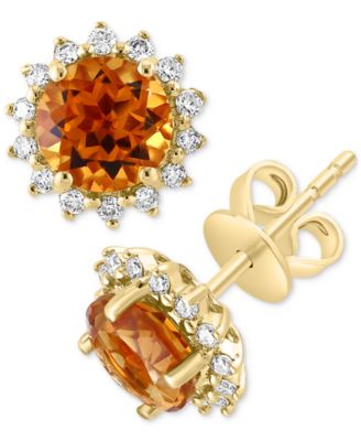 EFFY&reg; Amethyst (1-5/8 ct. t.w.) & Diamond (1/5 ct. t.w.) Halo Stud Earrings in 14k Rose Gold (Also in Blue Topaz & Citrine)