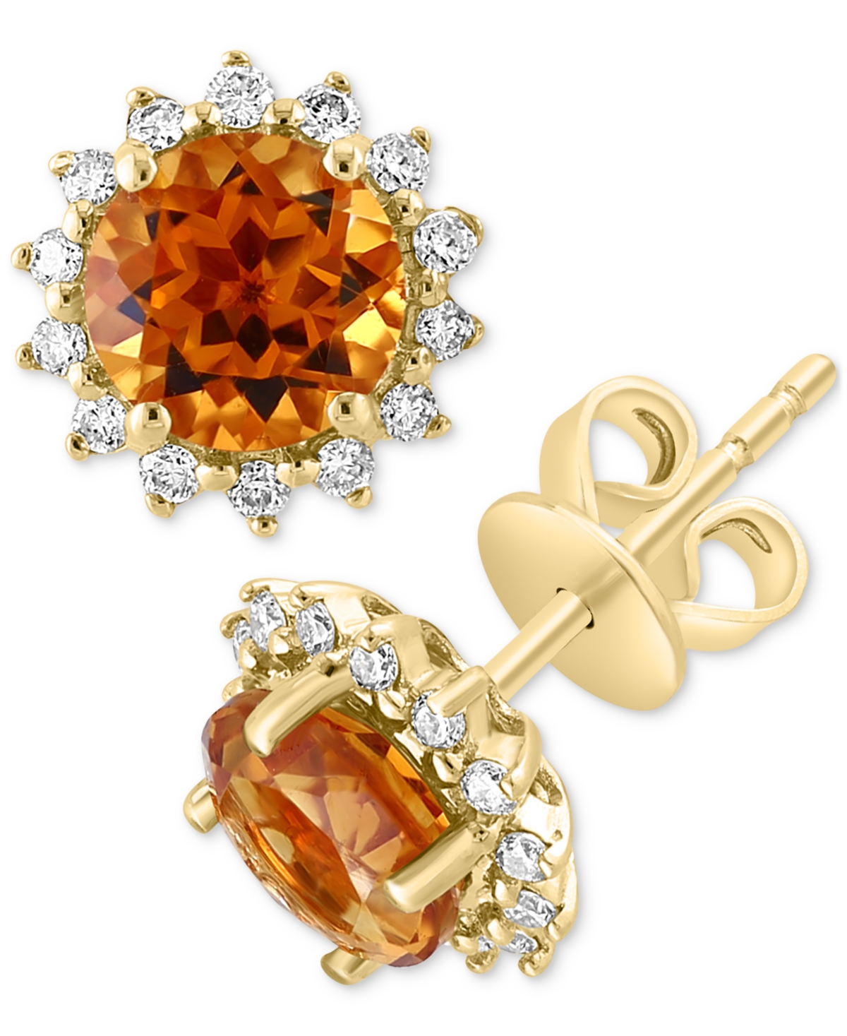 Effy Collection Effy Amethyst (1-5/8 Ct. T.w.) & Diamond (1/5 Ct. T.w.) Halo Stud Earrings In 14k Rose Gold (also In In Citrine