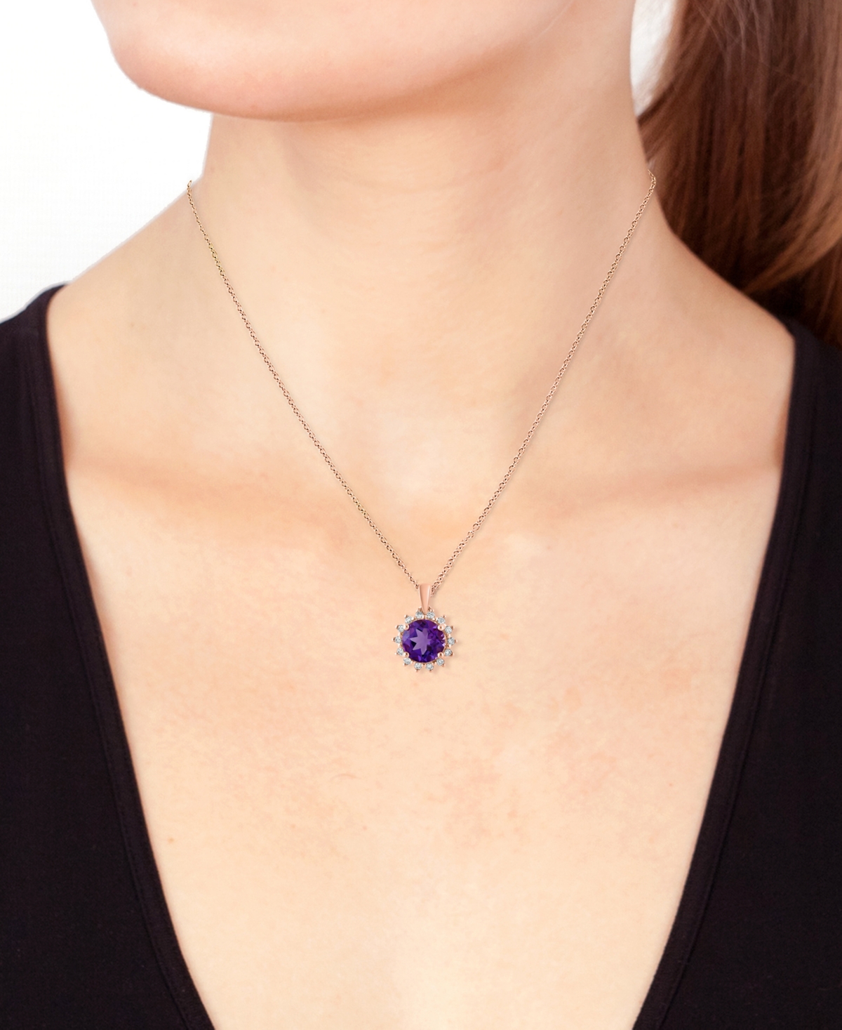 Effy Collection Effy Amethyst (1-7/8 Ct. T.w.) & Diamond (1/6 Ct. T.w.) 18" Pendant Necklace In 14k Rose Gold (also In Citrine