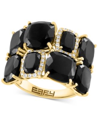 EFFY Collection - Blue Topaz (11-3/4 ct. t.w.) & Diamond (1/6 ct. t.w.) Cluster Statement Ring in 14k Gold