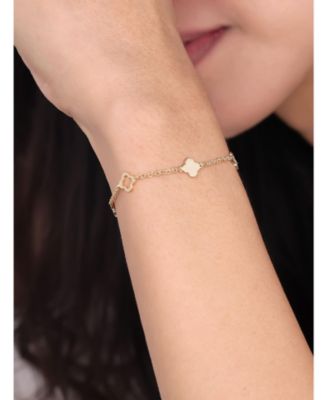 Clover Link Chain Bracelet in 14K Gold, 6.5 in adj to 7.5 in, approx. 2.8 grams
