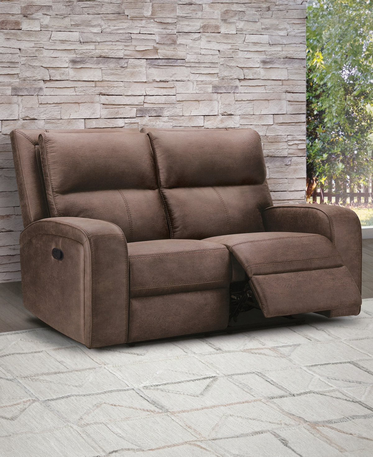 ABBYSON LIVING 64" FABRIC MANUAL RECLINING LOVESEAT 