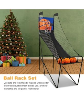 Foldable Single Shot Basketball Arcade Game with Electronic Scorer and Basketballs