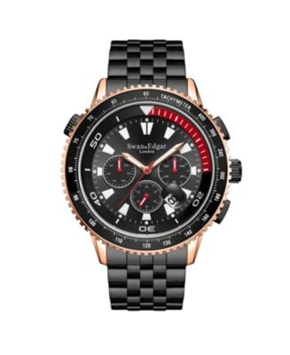 SE01412 Swan & Edgar Hand Assembled Lap Timer Automatic Rose Black - Macy's