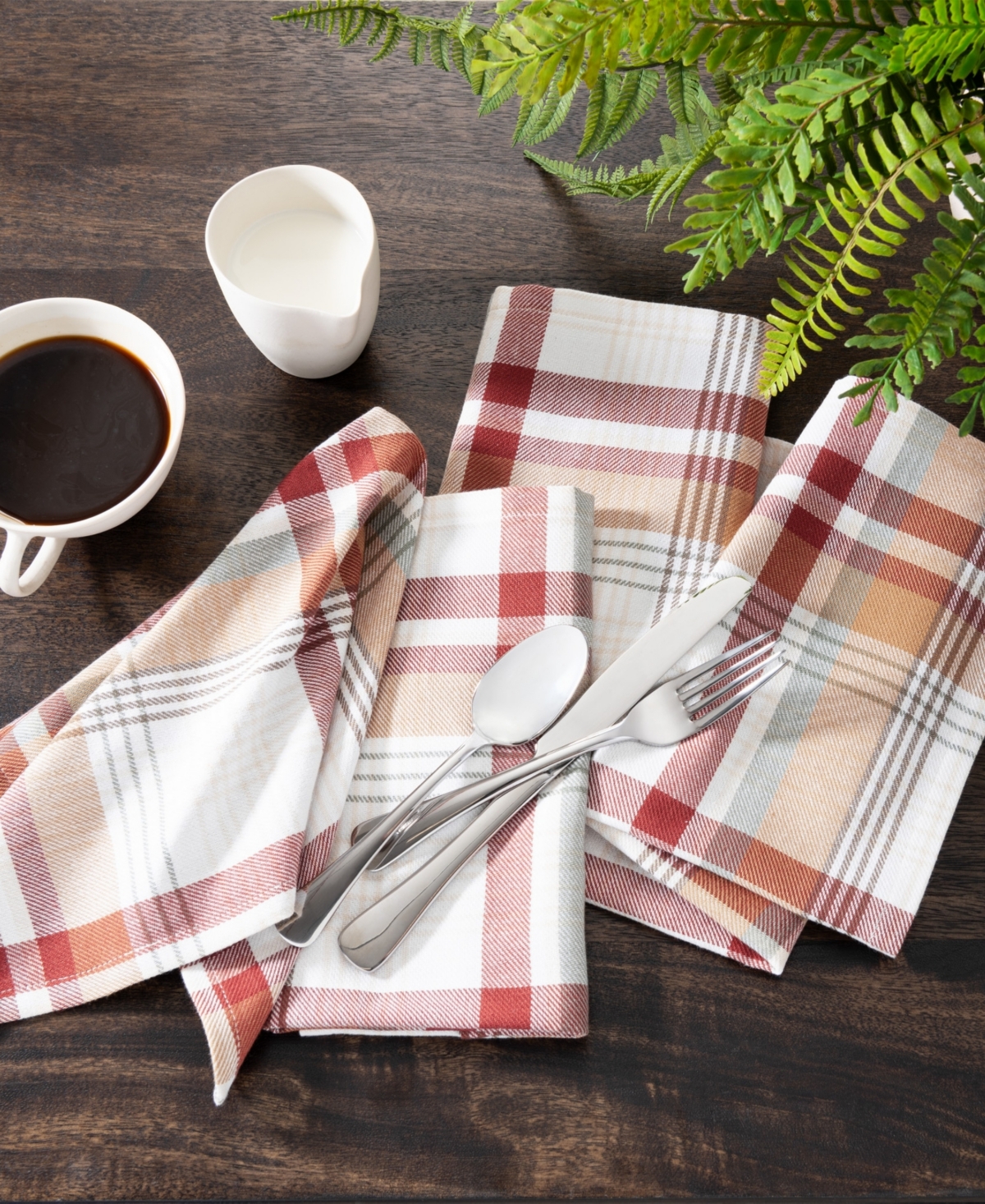 Elrene Seneca Plaid Harvest Cotton Napkins 17" X 17", Set Of 8 In Multi