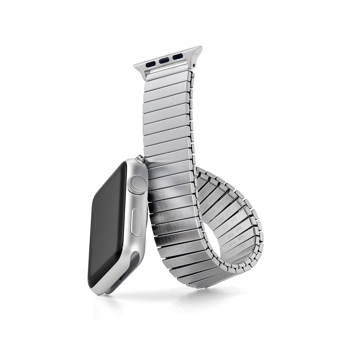 Twist-o-Flex Band Compatible For Use With The Apple Watch (series 1-8) 42/44/45mm in Silver and Size 17 - Silver
