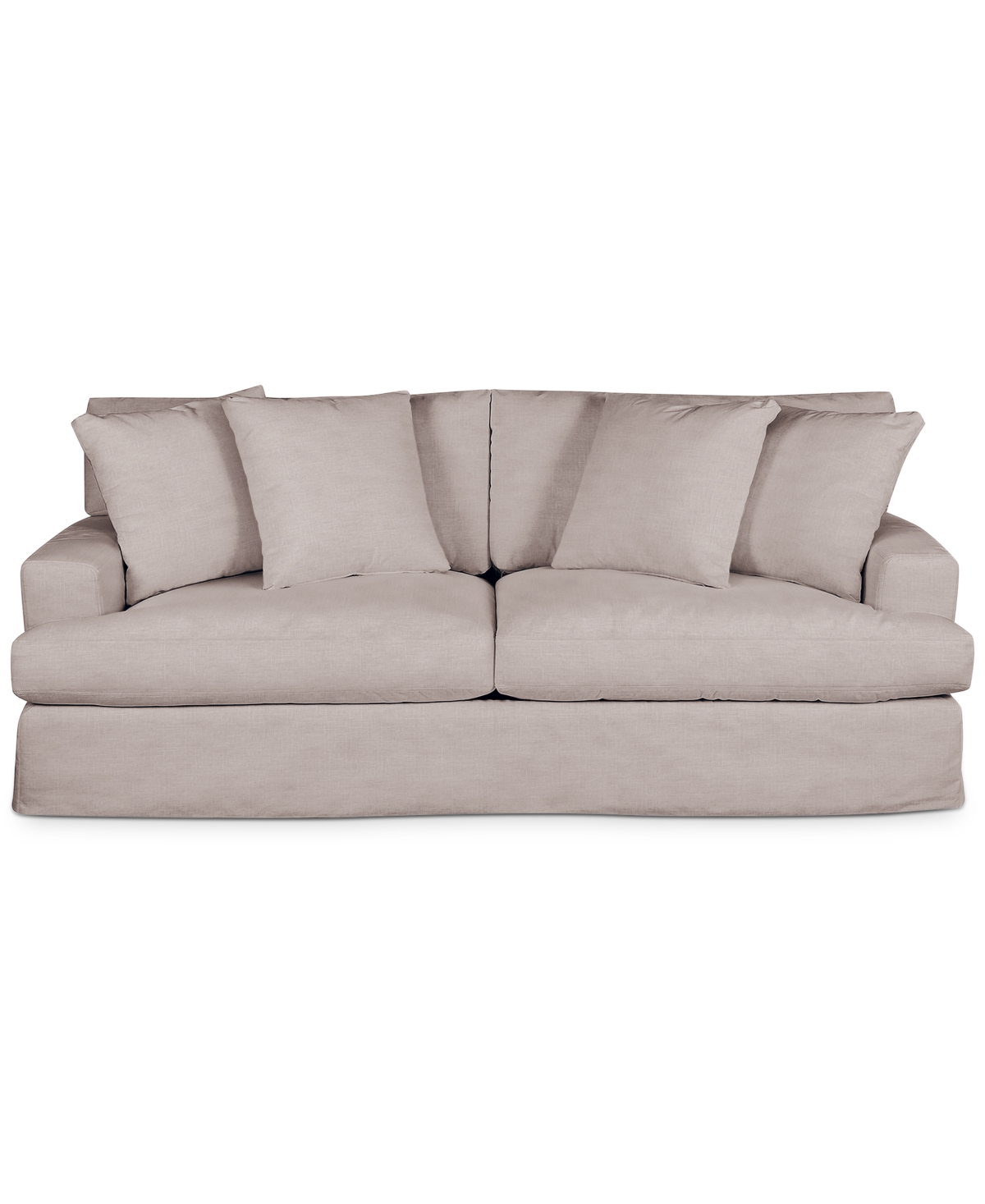 Macy's Brenalee 93" Performance Fabric Slipcover Sofa With Four Pillows In Lena Linen