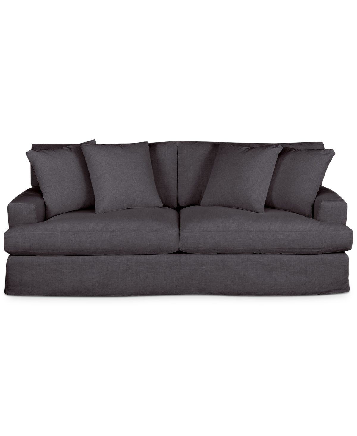Macy's Brenalee 96" Roll Arm Performance Fabric Slipcover Sofa With Four Pillows In Lena Pewter