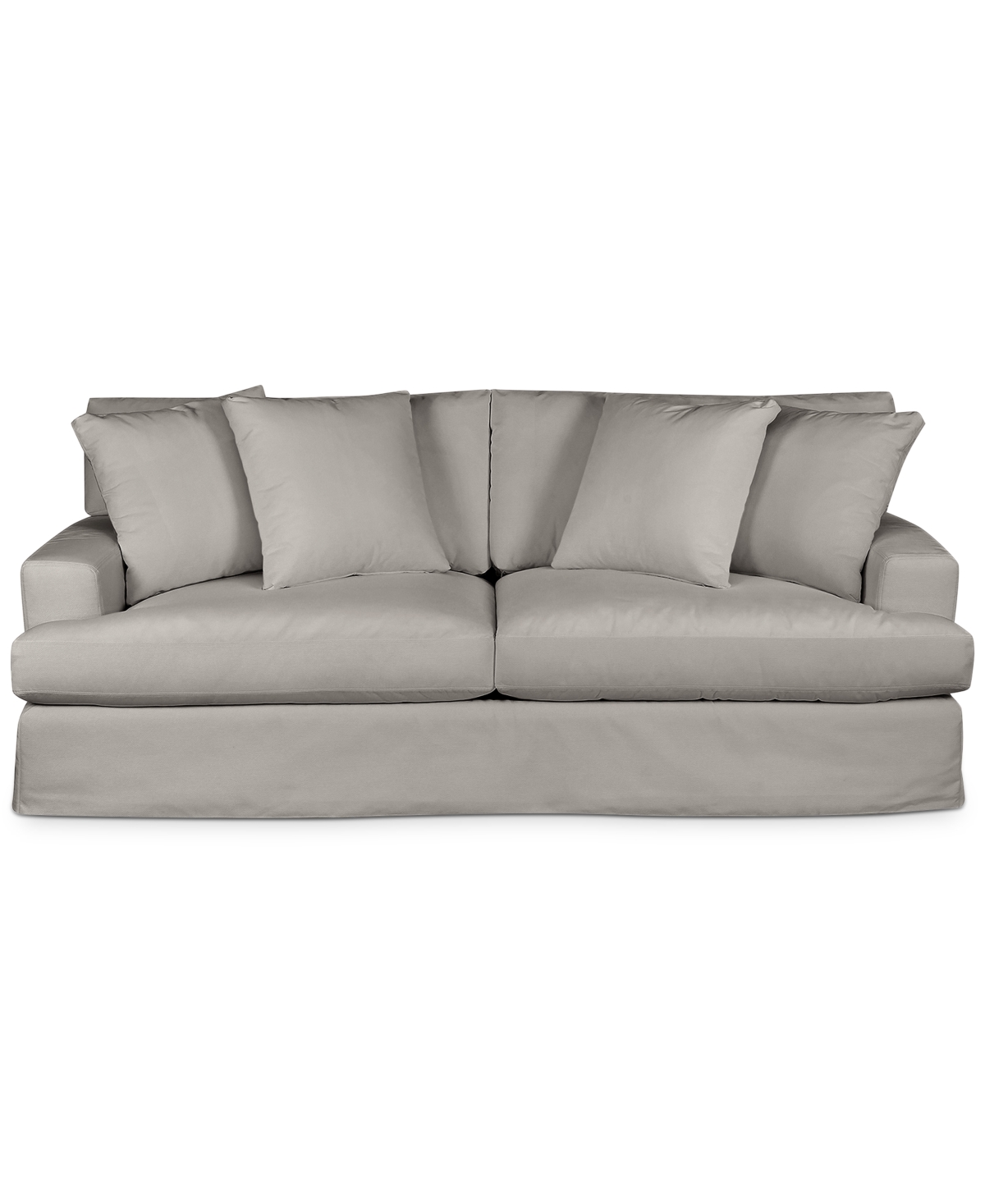 Macy's Brenalee 93" Performance Fabric Slipcover Sofa With Four Pillows In Lilly Fog