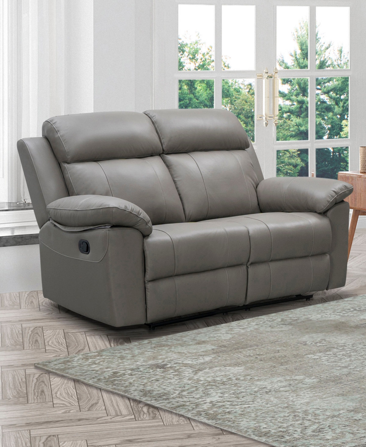 ABBYSON LIVING 63" LEATHER MANUAL RECLINING LOVESEAT 
