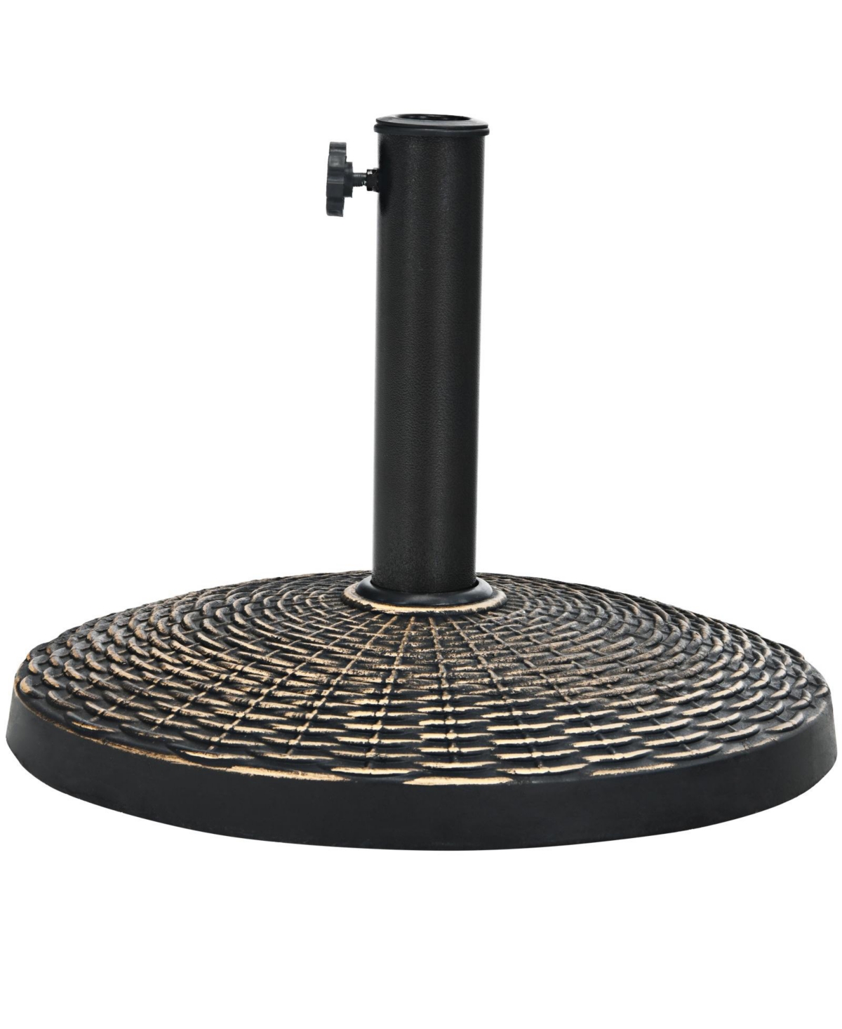 22Lbs Patio Resin Umbrella Base with Wicker Style for Outdoor Use - Brown