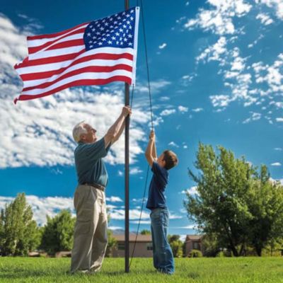 Bravery 20 Ft Aluminum Sectional Flagpole with 3x5 Ft US Flag Gold Ball Outdoor