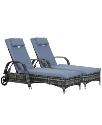 Outdoor PE Rat Sun Bathing Chair w/ Cushion & Pillow,