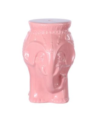 Orla 18.5" Modern Bohemian Elephant Ceramic Garden Stool, Yellow