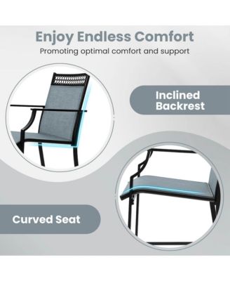 Outdoor Counter Stools Set of 2 with Footrest & Armrests Metal Frame for Backyard