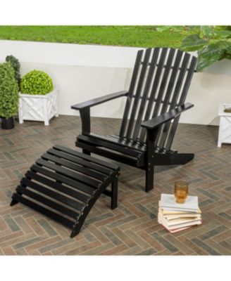 Saranac 2-Piece Traditional Rustic Acacia Wood Adirondack Chair with Detachable Ottoman, Cashmere Blue