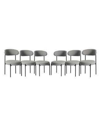Mid-Century Modern Upholstered Sherpa Round Dining Chairs (Set of 6)