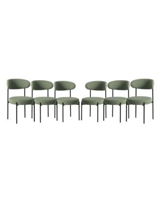 Mid-Century Modern Upholstered Sherpa Round Dining Chairs (Set of 6)