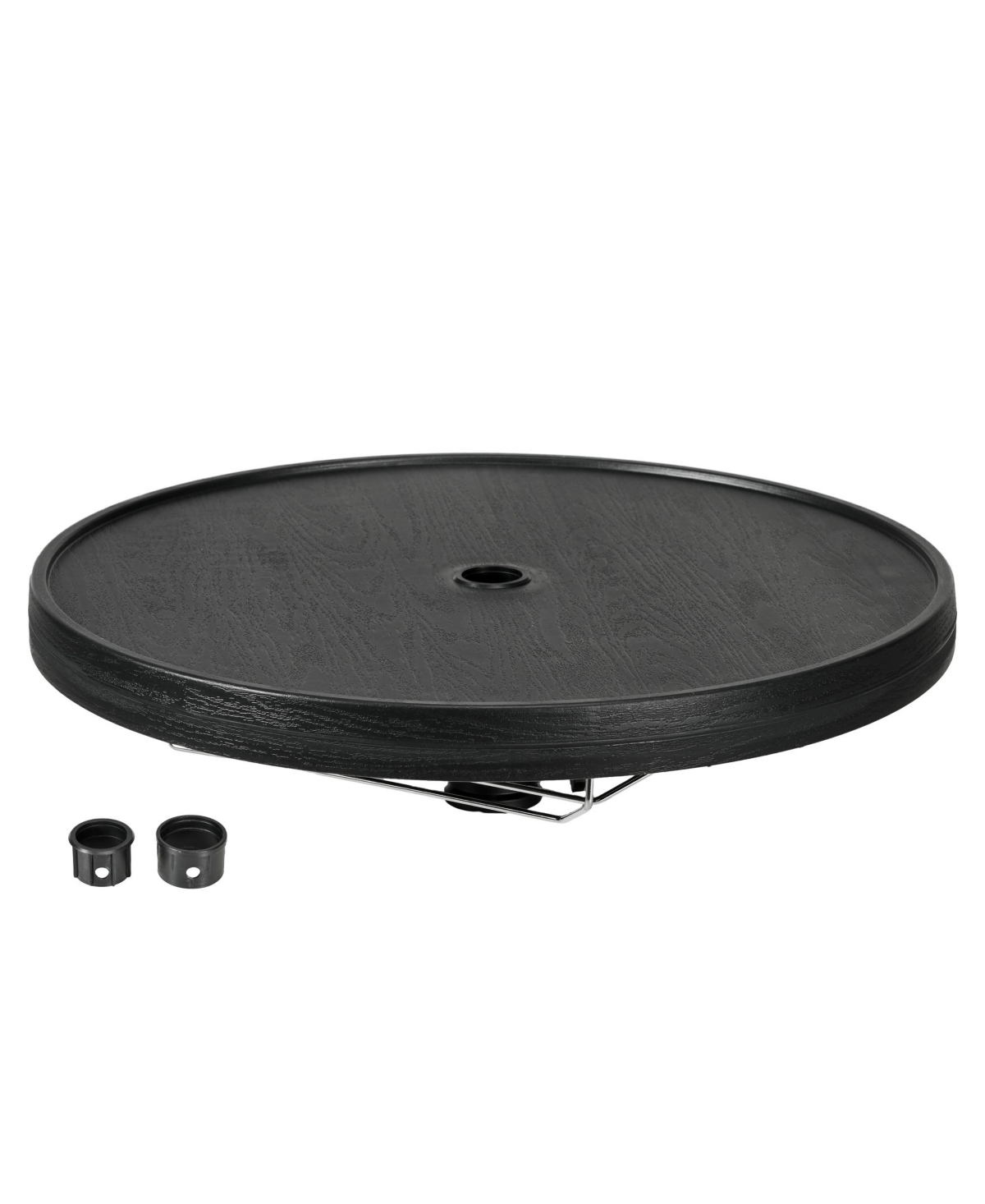 23.5" Umbrella Table Tray with Wine Glass Holder and Towel Rack - Black