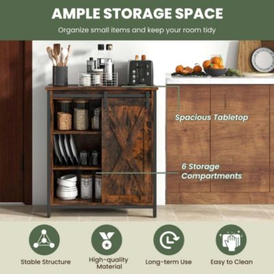 32" Farmhouse Accent Storage Cabinet with Sliding Barn Door & Adjustable Shelves