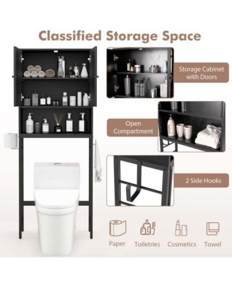 Over The Toilet Storage Cabinet Free Standing Toilet Rack with Adjustable Shelf