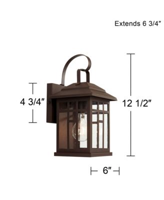Outdoor Wall Lights Set of 2 Fixture Carriage Style Bronze 12 1/2" Clear Glass Lantern Exterior House Porch Patio