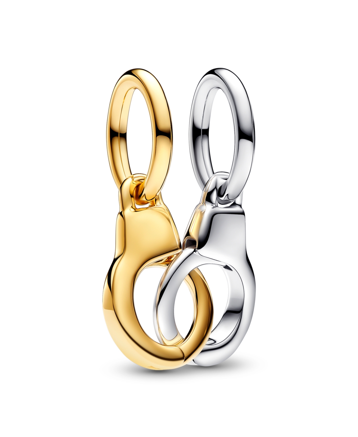 PANDORA STERLING SILVER AND 14K GOLD-PLATED UNIQUE METAL BLEND OPENABLE & SPLITTABLE HANDCUFFS DANGLE CHARM 