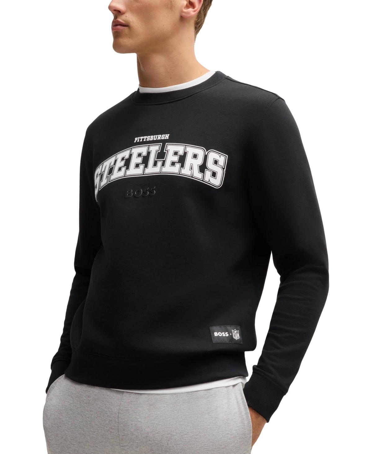 Shop Hugo Boss X Nfl Men's Regular-fit Sweatshirt In Steelers Charcoal