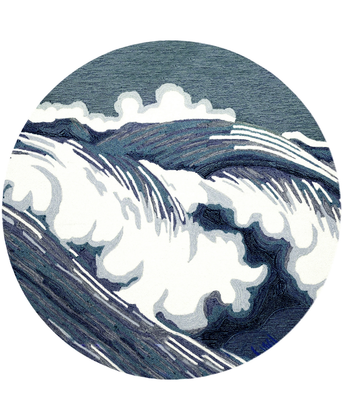 Liora Manne Capri Wave 8'x8' Round Area Rug In Blue
