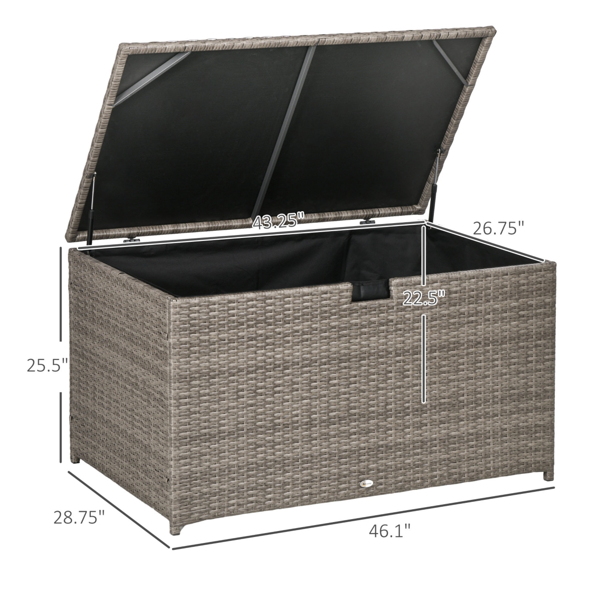 113 Gallon Deck Box with Groove Handle for Garden Tools - Gray