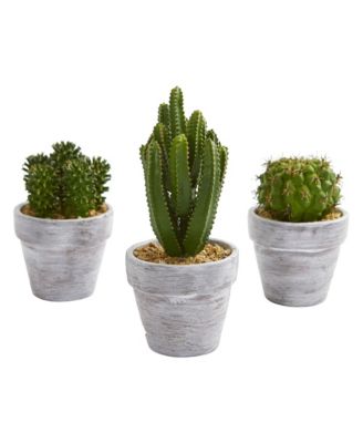 Realistic Cactus Artificial Plant for Stylish Home Decor (Set of 3)