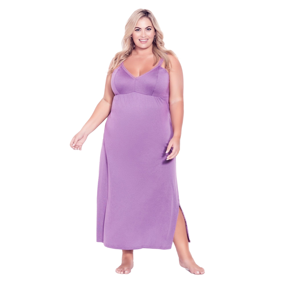 Avenue Plus Size Lace Trim Maxi Sleep Dress
