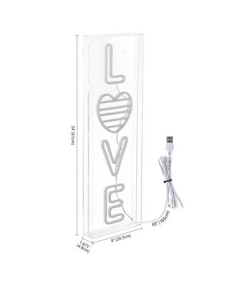 Love Contemporary Glam Acrylic Box USB Operated LED Neon Light