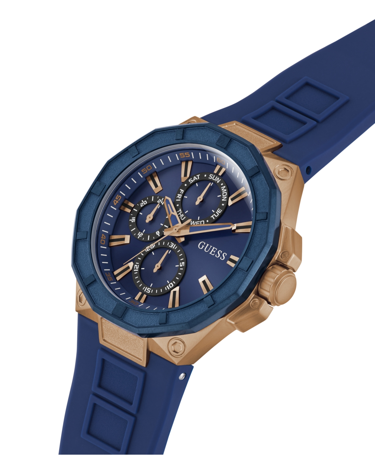 Guess Men's Multi-Function Blue Silicone Watch 46mm