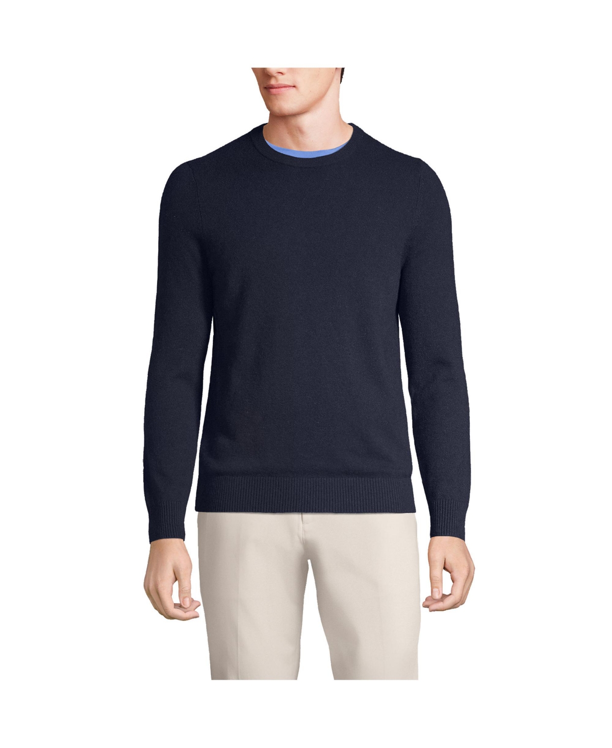 Big & Tall Fine Gauge Cashmere Sweater - Cloudy blue heather donegal