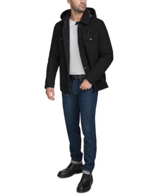 Men's Full-Zip Twill Field Jacket with Removable Hood 