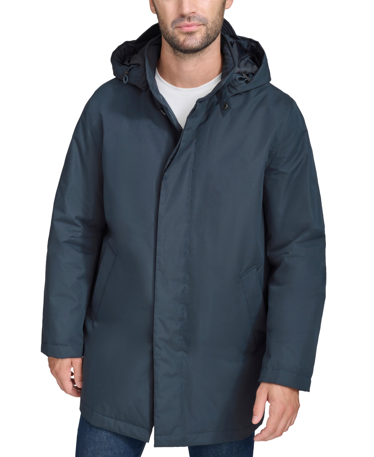 Cole Haan Men's Rain Coat With Removable Hood In Navy