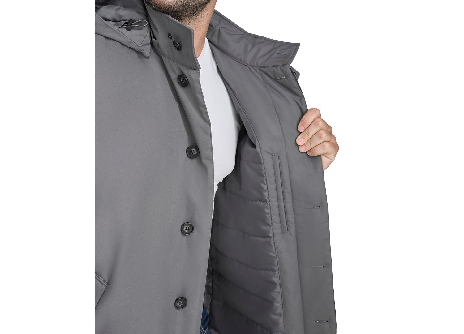 Men's Rain Coat with Removable Hood