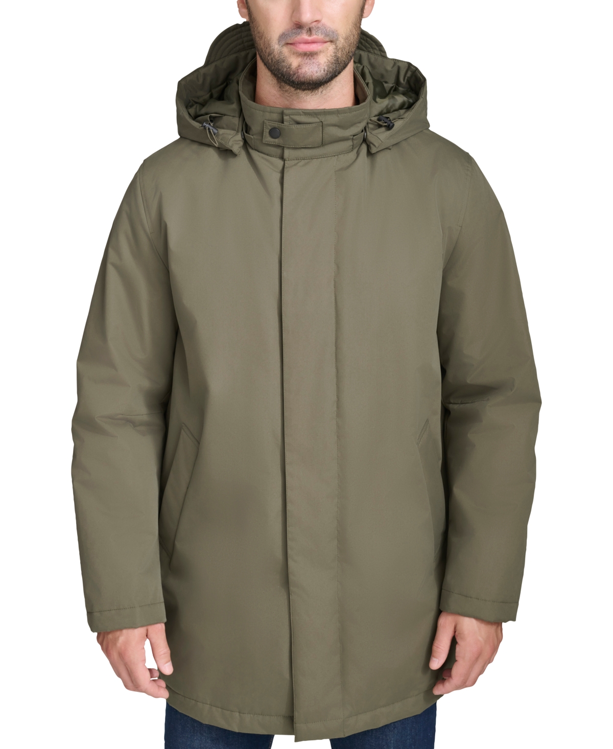 Cole Haan Men's Rain Coat With Removable Hood In Olive
