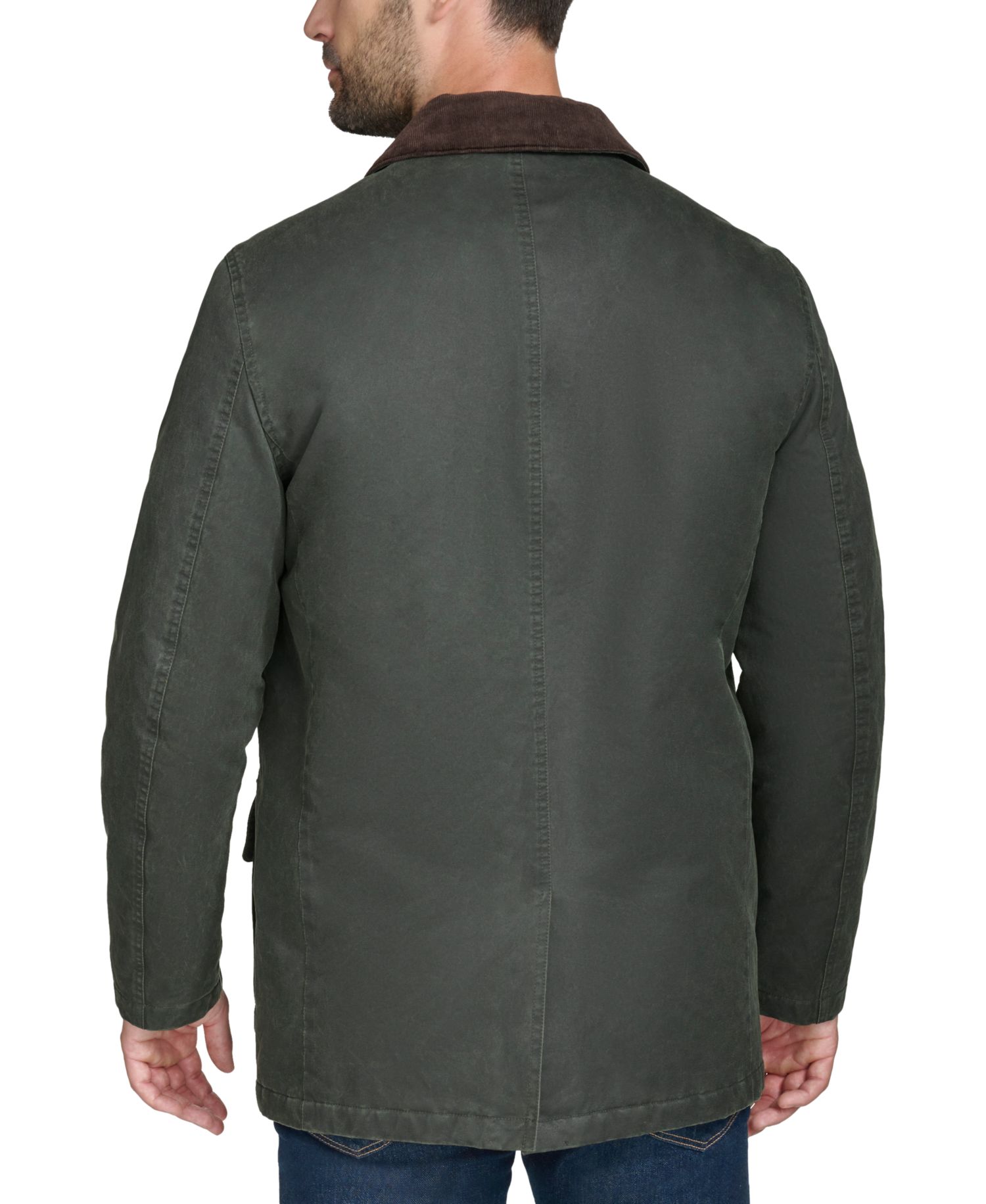 Men's Corduroy-Shirt-Collar Waxed Rain Jacket