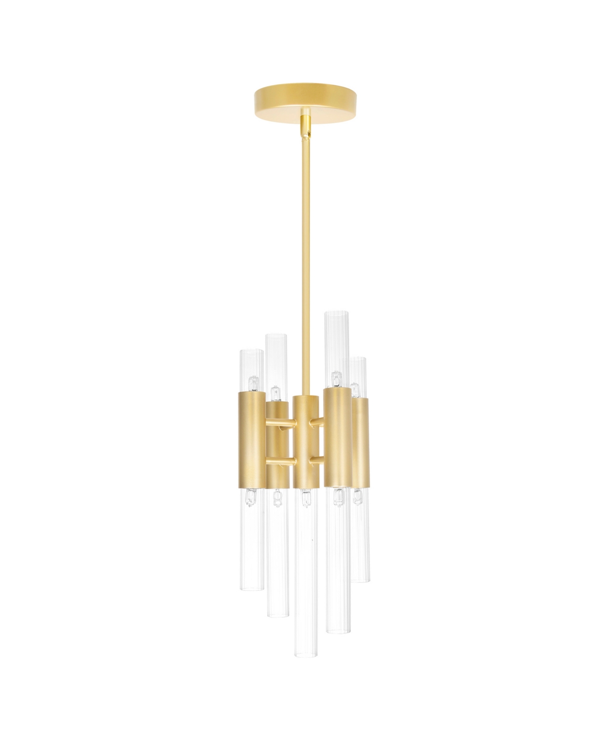 Cwi Lighting 16" Metal Orgue 9 Light Mini Pendant In Satin Gold
