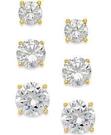 Cubic Zirconia Stud Earring Set in 18k Gold over Sterling Silver or Sterling Silver, Created for Macy's