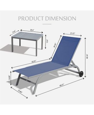Streamdale Outdoor 3-Piece Chaise Lounge Set (Blue)