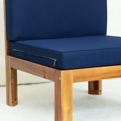 Streamdale 5-Piece Wood Patio Sectional Set with Blue Cushions