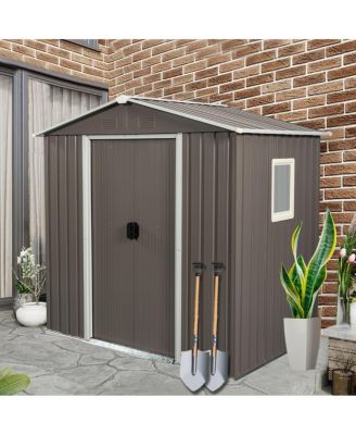6FT X 5FT Outdoor Metal Storage Shed Gray With Window