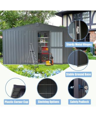 Streamdale Dark Gray 11'X 9' Steel Frame Shed with Windows