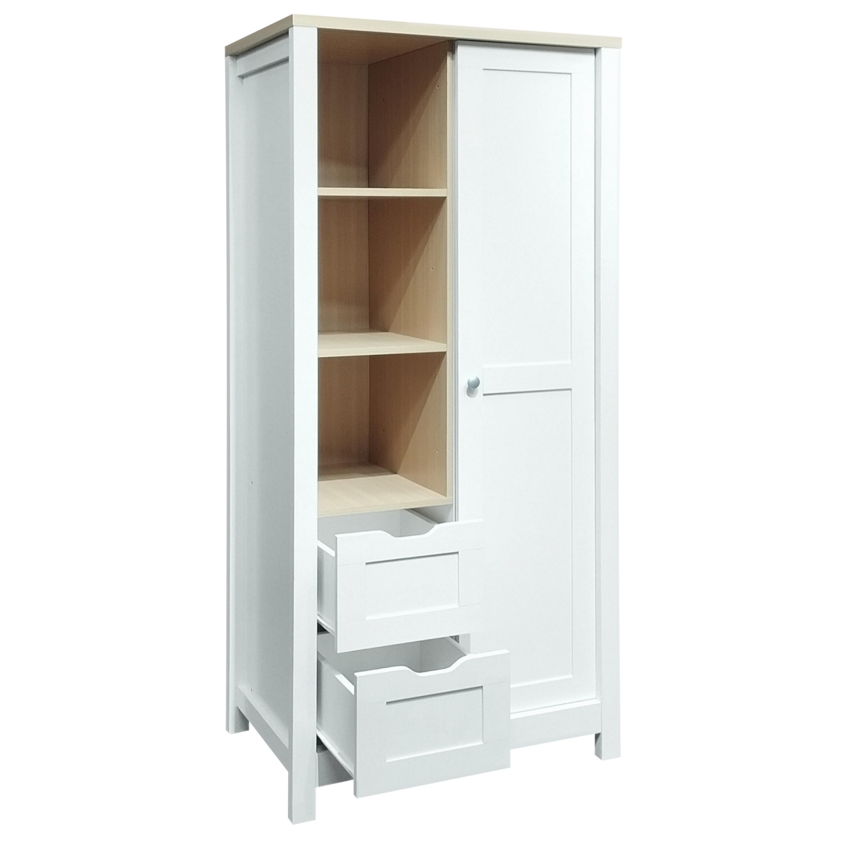 Streamdale Furniture Modern Farmhouse Wardrobe with Sliding Door, Drawers, and Shelves