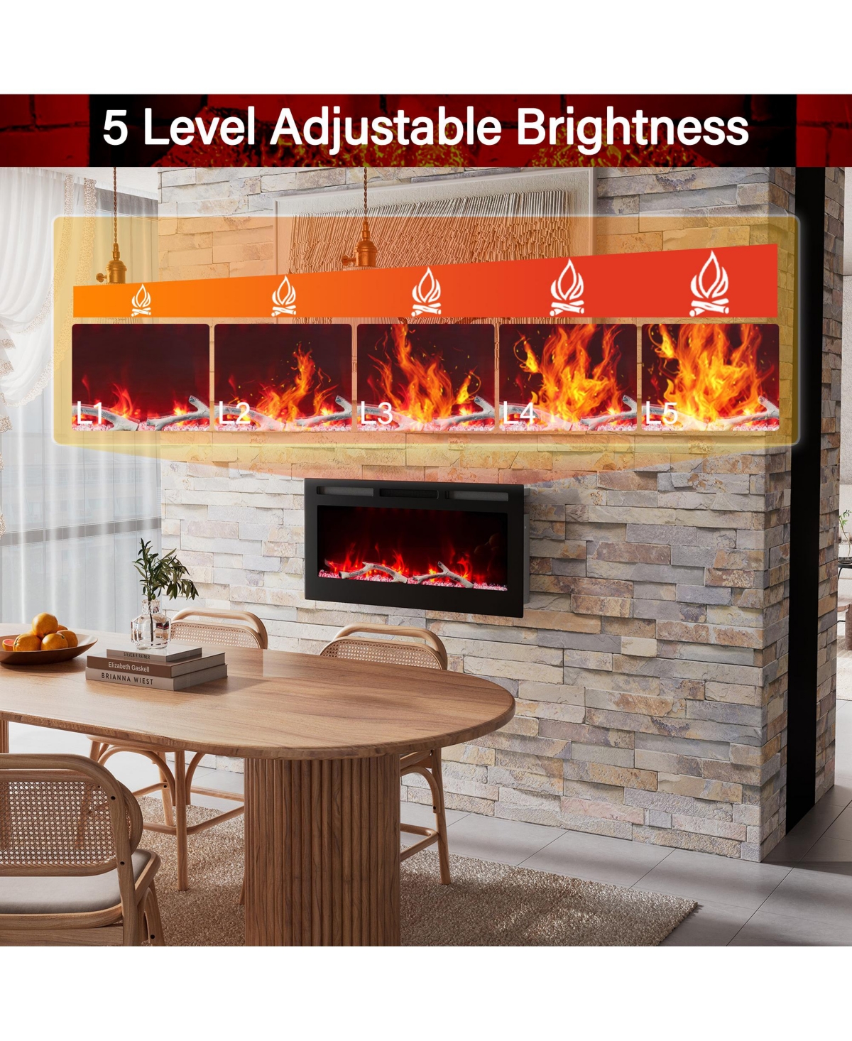 Boyel Living 60 in. Freestanding Versatile Installation Electric Fireplace with Multi-Color Flame - Black
